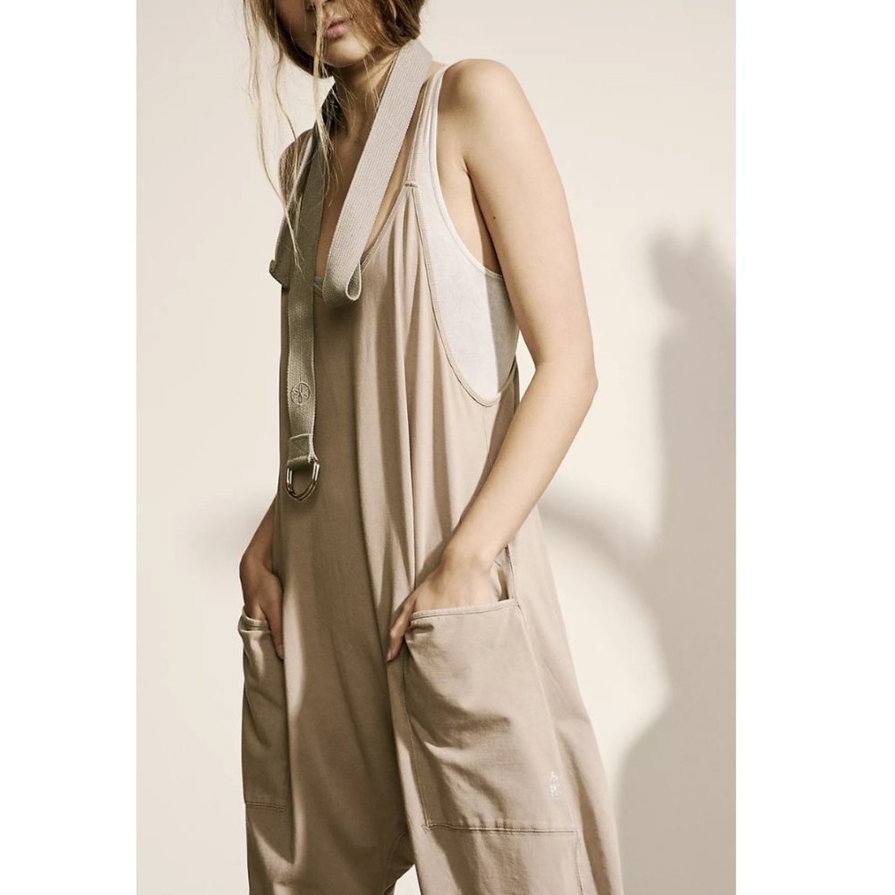 Free People Beige/Taupe Relaxed Tank Jumpsuit - Picture 3 of 7